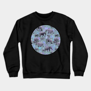 Sweet Elephants in Purple and Grey Crewneck Sweatshirt